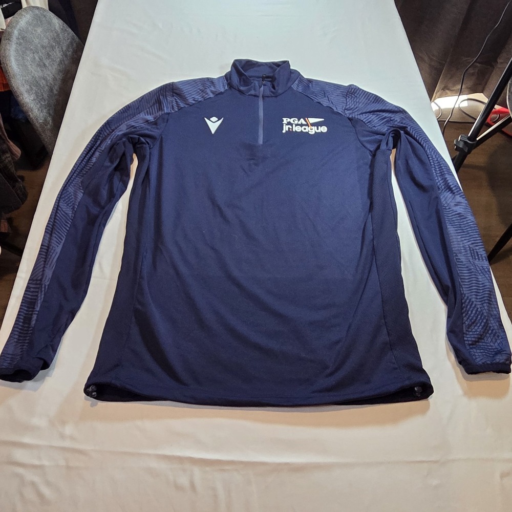 Macron Electro Long Sleeve Navy Blue Mens L PGA Jr. League Golfer Sporty